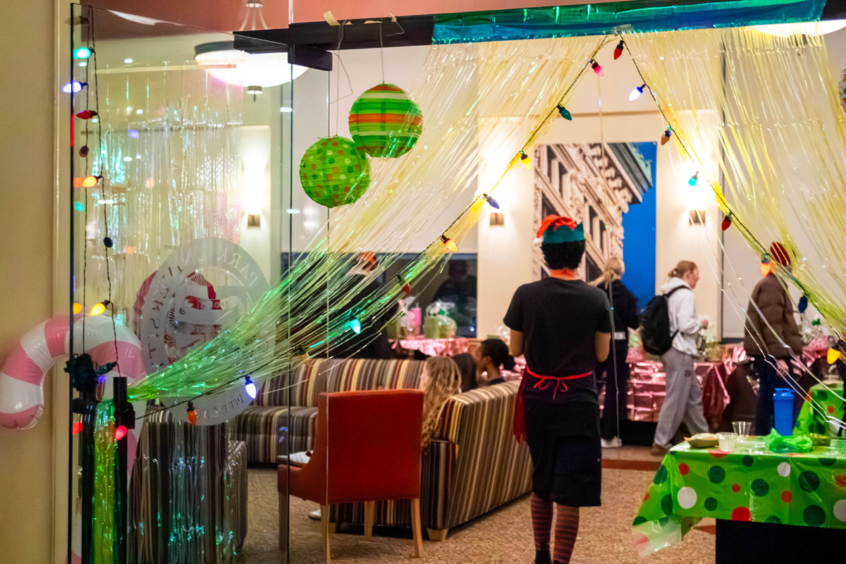 Lawrence Hall 200 is decorated for the event.