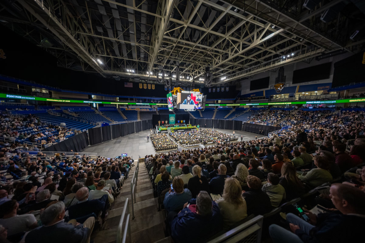 Wide shot of the Petersen Events center.