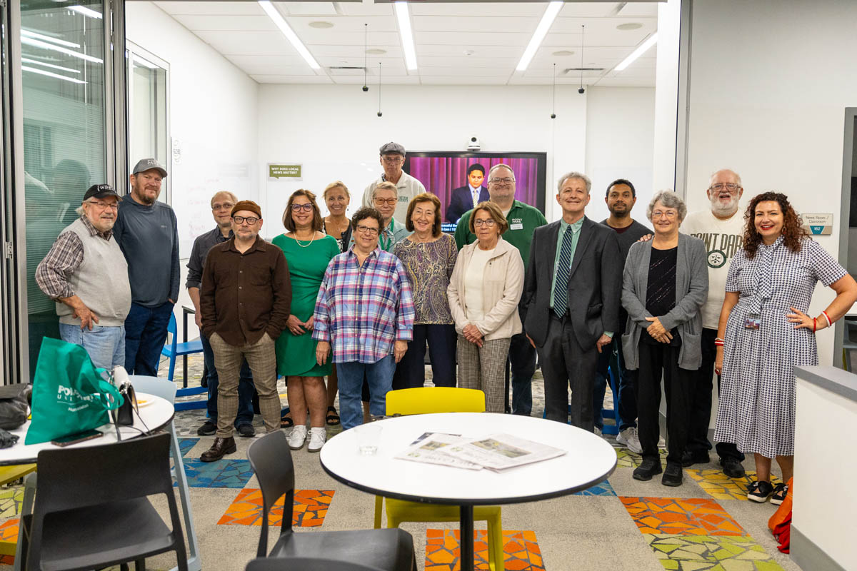 The School of Communication's Student Media Reunion in the Center for Media Innovation.