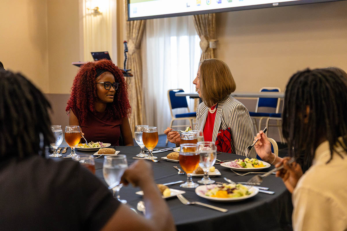 High school students attend an etiquette dinner in the Lawrence Hall Ballroom at 2025 Accounting Career Awareness Program. Photo | Paul Koontz