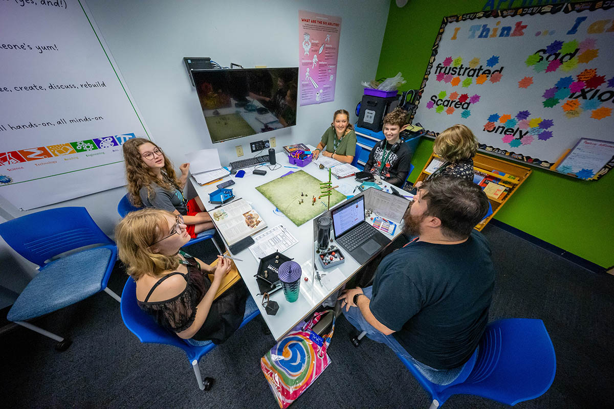 High school students at 2025 Dungeons and Dragons Camp in the University's Matt's Maker Space. Photo | Paul Koontz