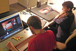 Pictured are animation students.