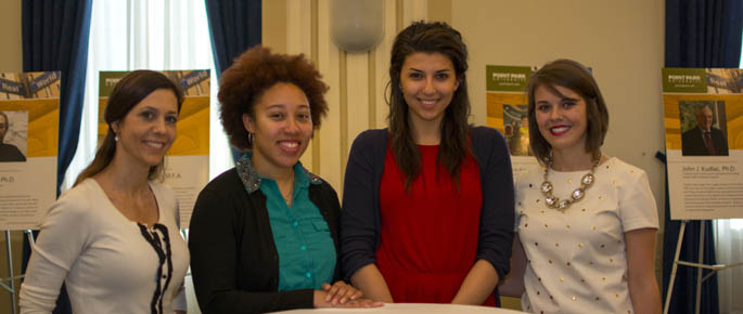 Pictured are Point Park graduate students at the University's end-of-year graduate reception. | Photo by Chris Squier