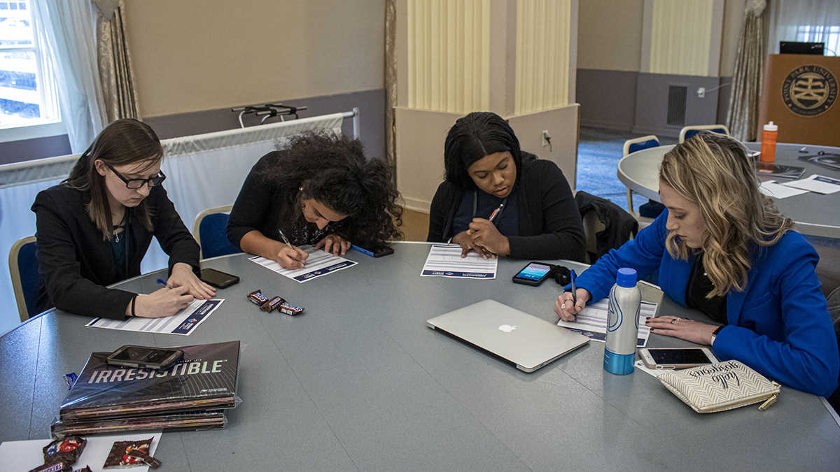 Pictured is the America250PA competition at Point Park University. Photos by Alexander Grubbs, '18, broadcast reporting alumnus and MBA student; Lou Corsaro and the United States Postal Service.