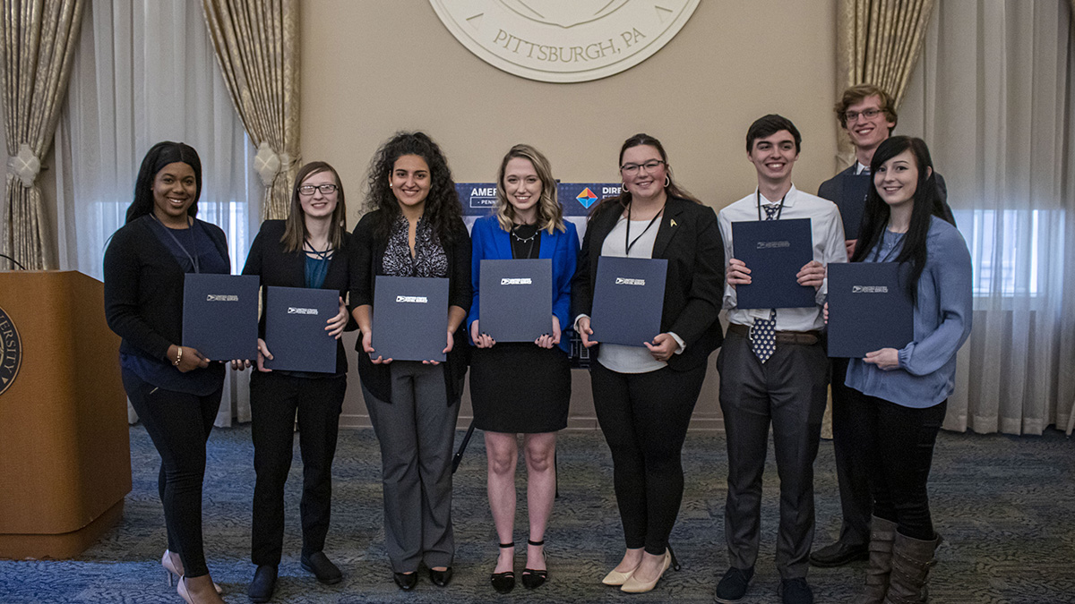 Pictured is the America250PA competition at Point Park University. Photos by Alexander Grubbs, '18, broadcast reporting alumnus and MBA student; Lou Corsaro and the United States Postal Service.