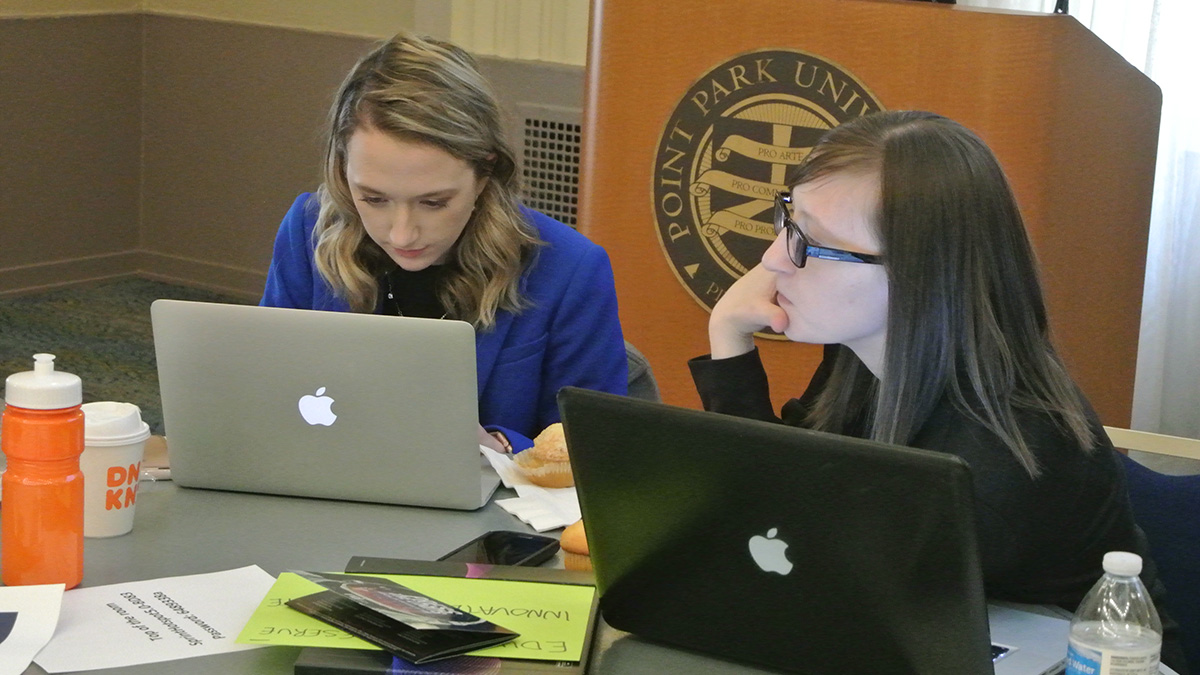 Pictured is the America250PA competition at Point Park University. Photos by Alexander Grubbs, '18, broadcast reporting alumnus and MBA student; Lou Corsaro and the United States Postal Service.