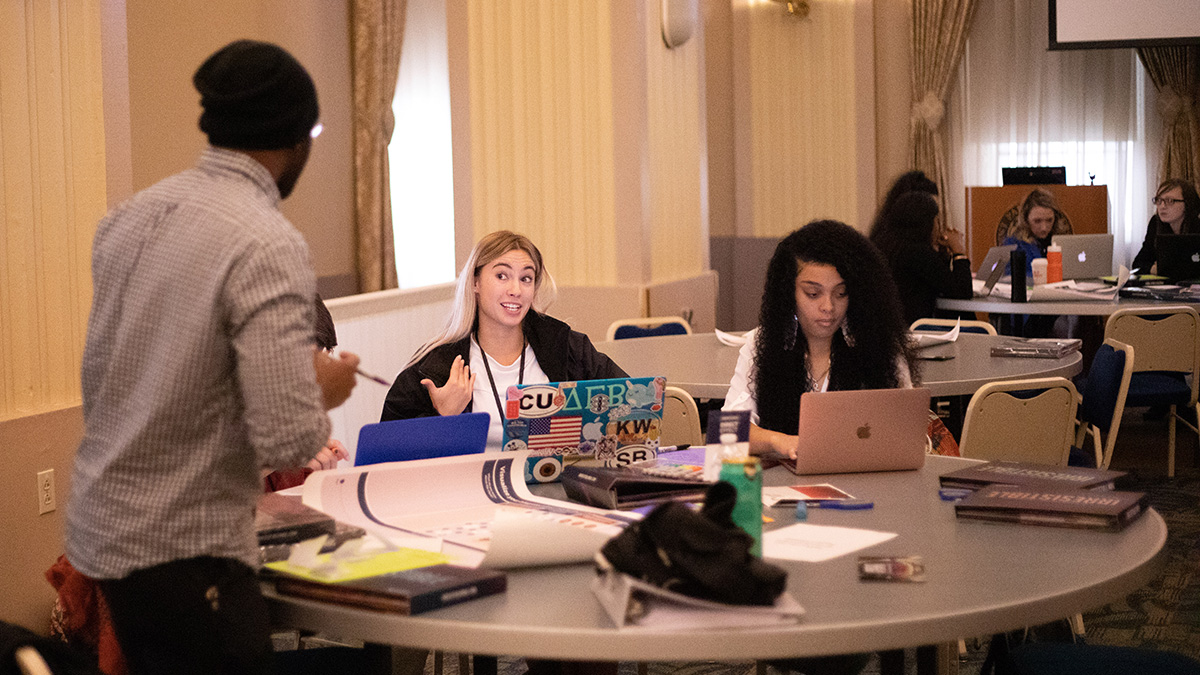 Pictured is the America250PA competition at Point Park University. Photos by Alexander Grubbs, '18, broadcast reporting alumnus and MBA student; Lou Corsaro and the United States Postal Service.