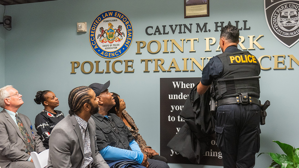 Pictured is the ceremony for the late Officer Calvin Hall. Photo by Nick Koehler