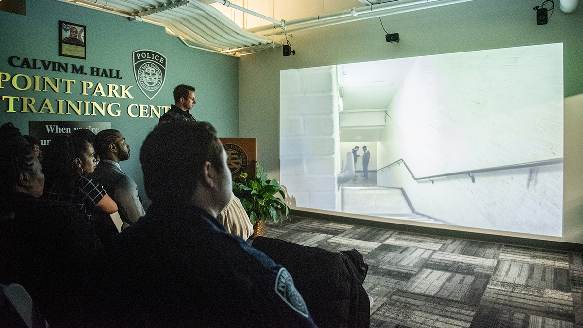 Pictured is the ceremony for the late Officer Calvin Hall. Photo by Nick Koehler