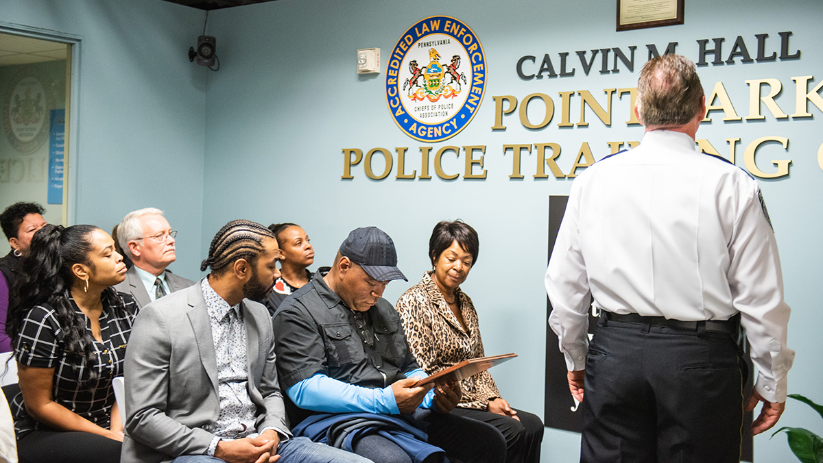 Pictured is the ceremony for the late Officer Calvin Hall. Photo by Nick Koehler