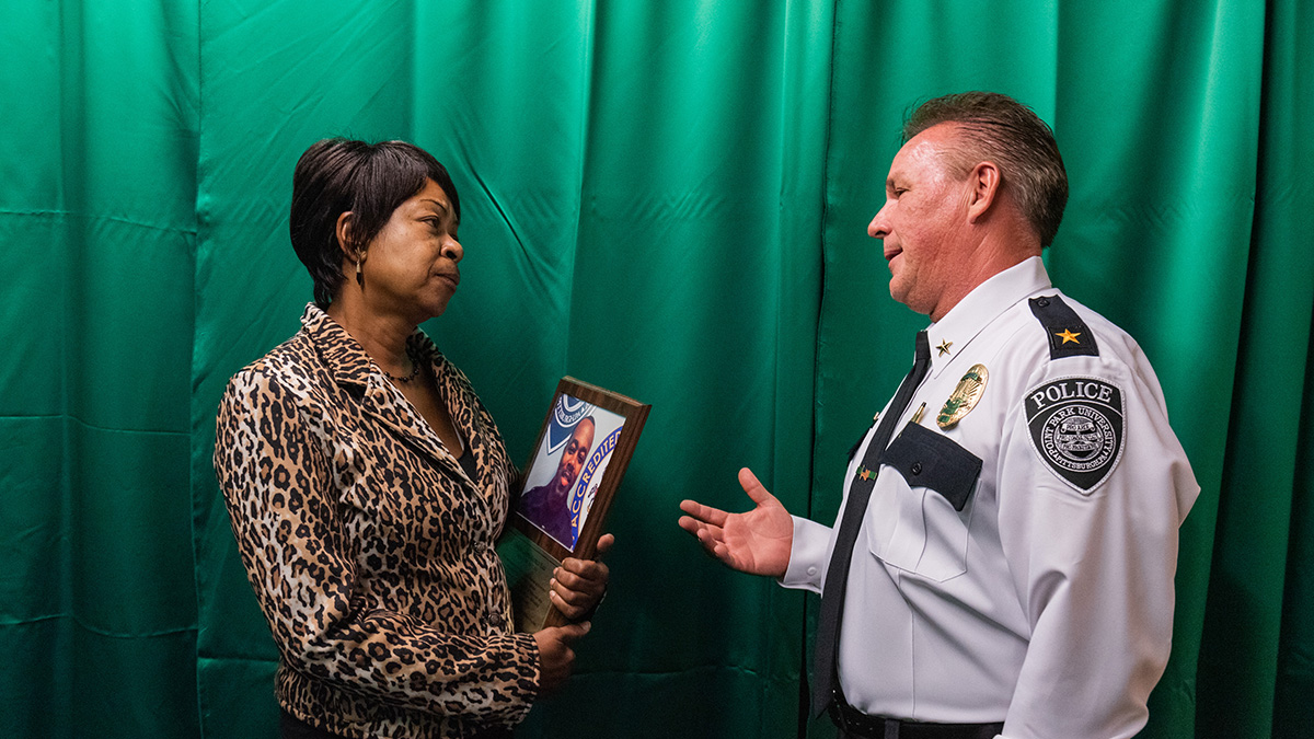 Pictured is the ceremony for the late Officer Calvin Hall. Photo by Nick Koehler