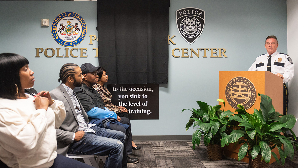 Pictured is the ceremony for the late Officer Calvin Hall. Photo by Nick Koehler