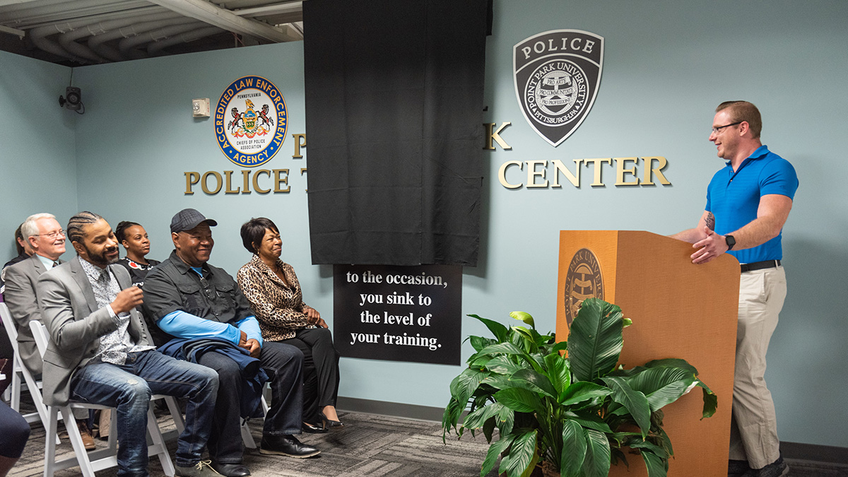 Pictured is the ceremony for the late Officer Calvin Hall. Photo by Nick Koehler