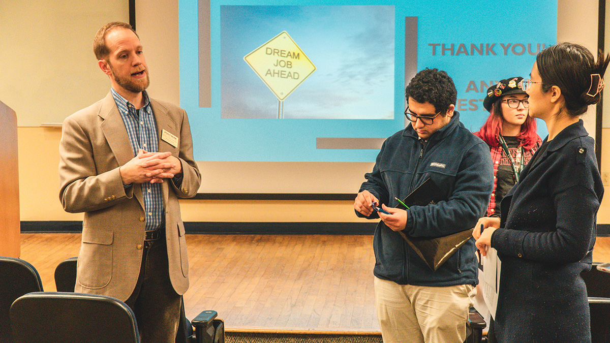 Pictured are photos of the Spring 2020 Internship and Job Fair. Photos by Emma Federkeil