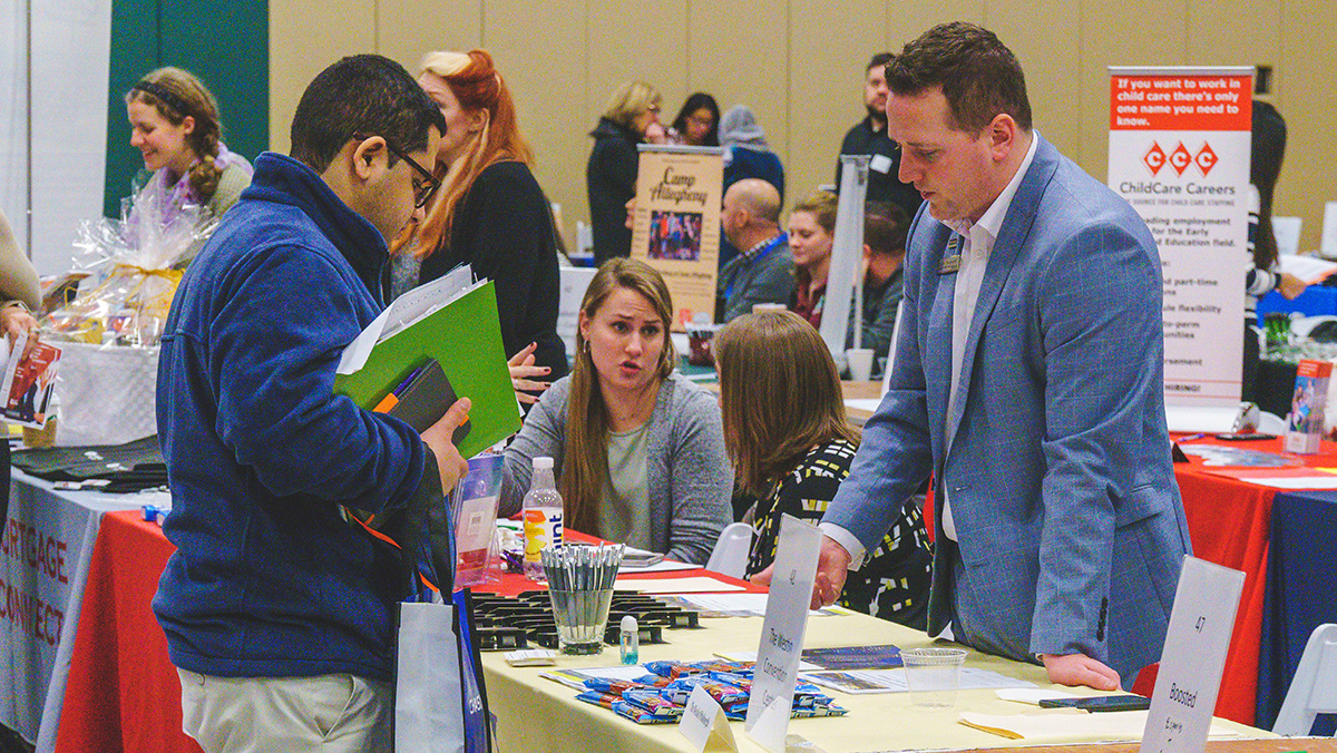 Pictured are photos of the Spring 2020 Internship and Job Fair. Photos by Emma Federkeil