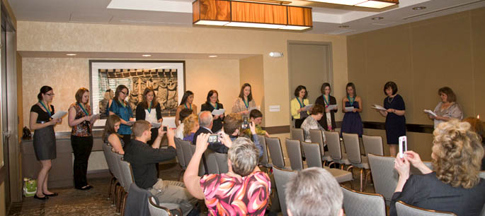 In spring 2012, 20 Point Park students were inducted into the Alpha Chi National Honor Society. | Photo by Rebecca Warner