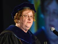 Karen McIntyre, senior vice president for academic and student affairs, addresses students during Convocation 2012.