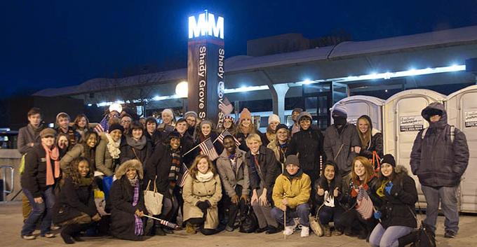 For Martin Luther King Day 2013, a group of 49 students and two staff members traveled to Washington, D.C. for the inauguration of President Barack Obama. | Photo by Kelly Cline