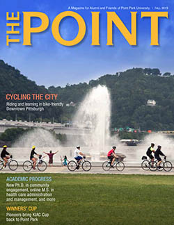 Image of the cover of The Point, the magazine for alumni and friends of Point Park University