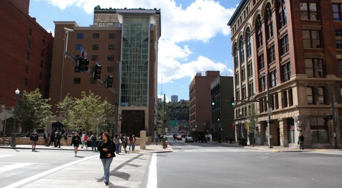 Day time photo of the Wood Street Corridor 