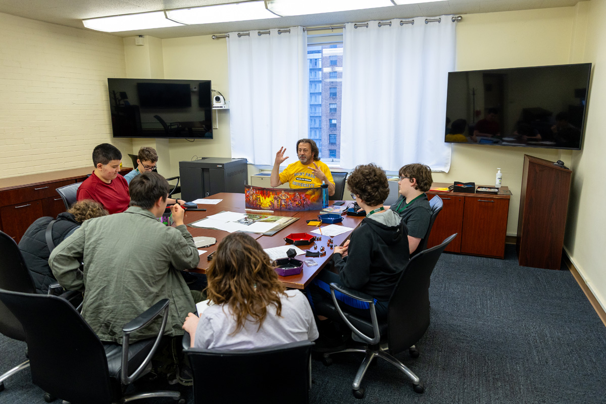 Pictured are students at the Dungeons and Dragons Camp at Point Park University.