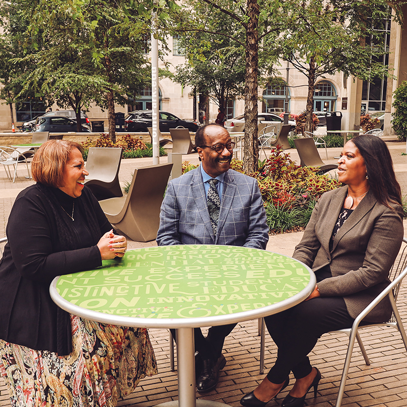 Pictured from left are Deborah Skillings-Phillips, Mitchel Nickols and Karen Smoot. Photo by Nathaniel Holzer.