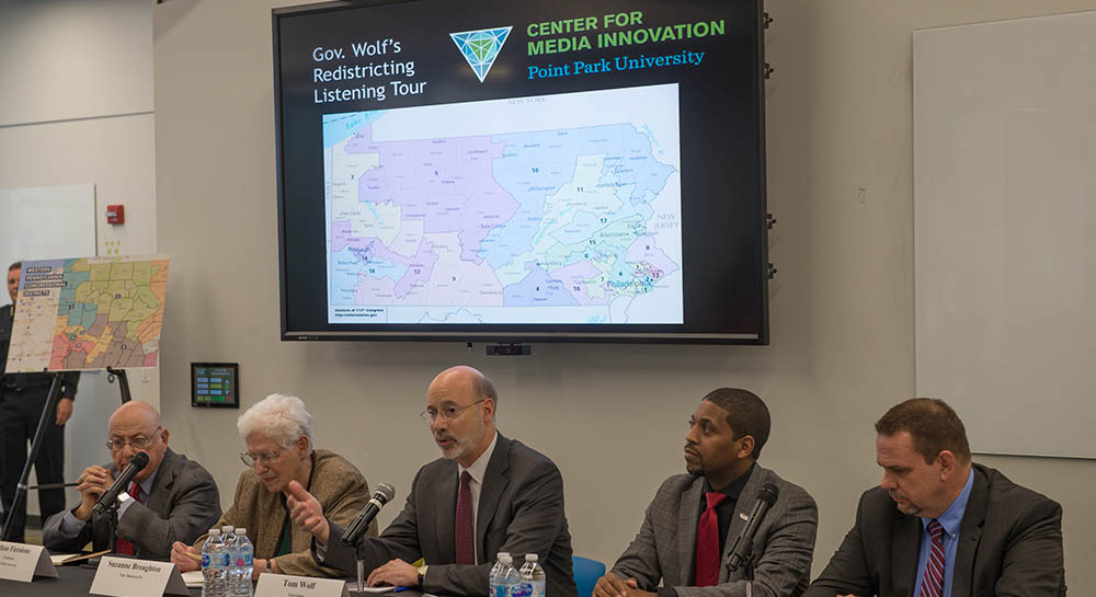 Gov. Tom Wolf visited Point Park University for public session on redistricting. Photo | Chris Rolinson