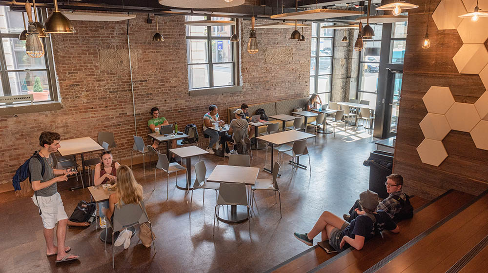 An interior photo of Point Perk, the University's new on-campus coffeehouse. Photo | Nick Koehler