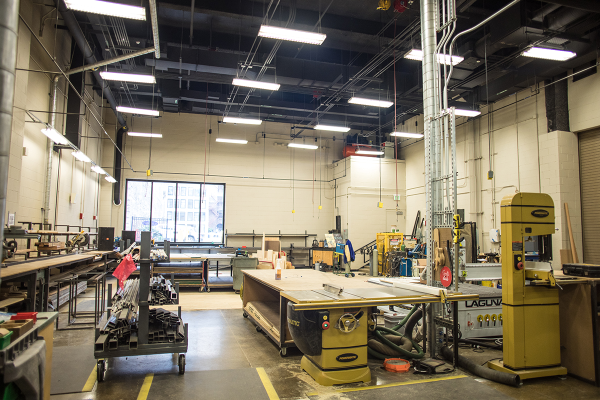 The scenic fabrication studio in the Pittsburgh Playhouse. Photo | Hannah Johnston