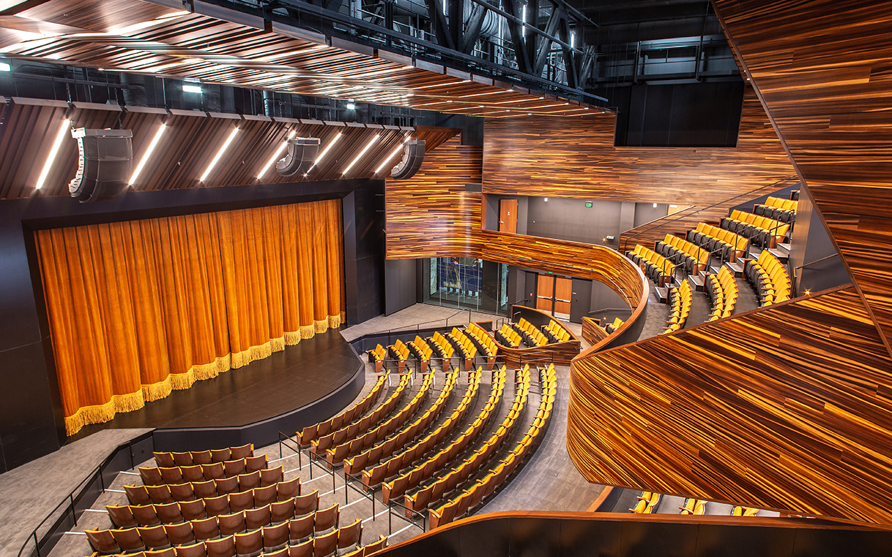 An interior photo of the PNC Theatre in Point Park's Pittsburgh Playhouse. Photo | John Altdorfer