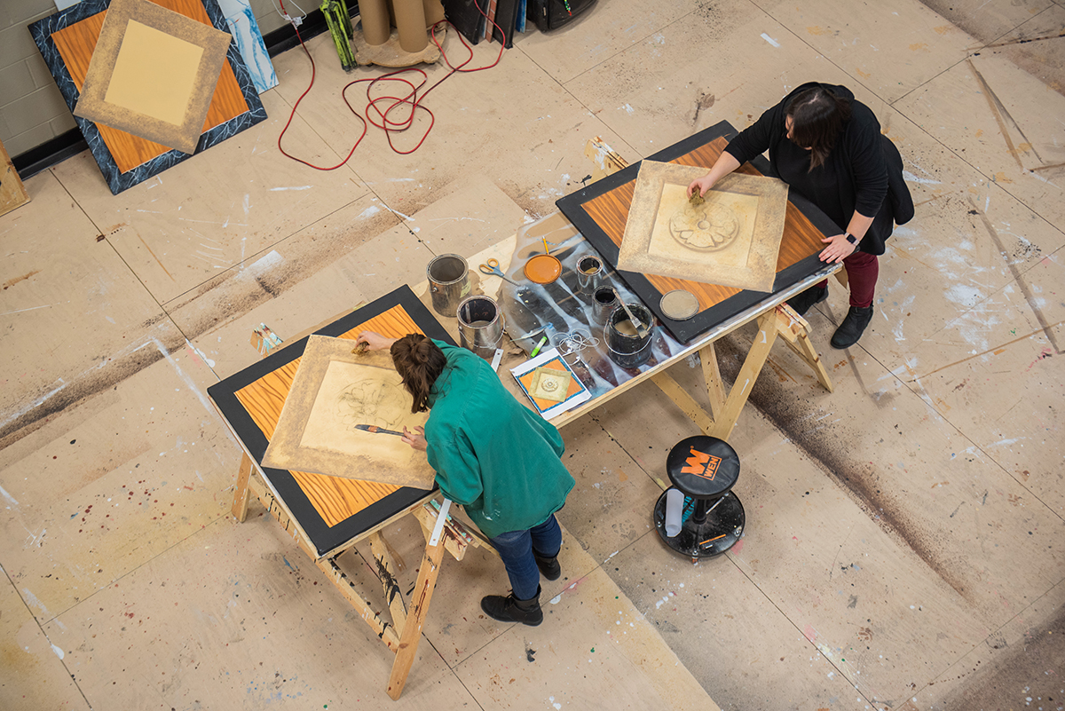 The paint deck is a large space for painting drops on the wall or floor. It is two stories, with a perch for perspective viewing. Photo | Nick Koehler 