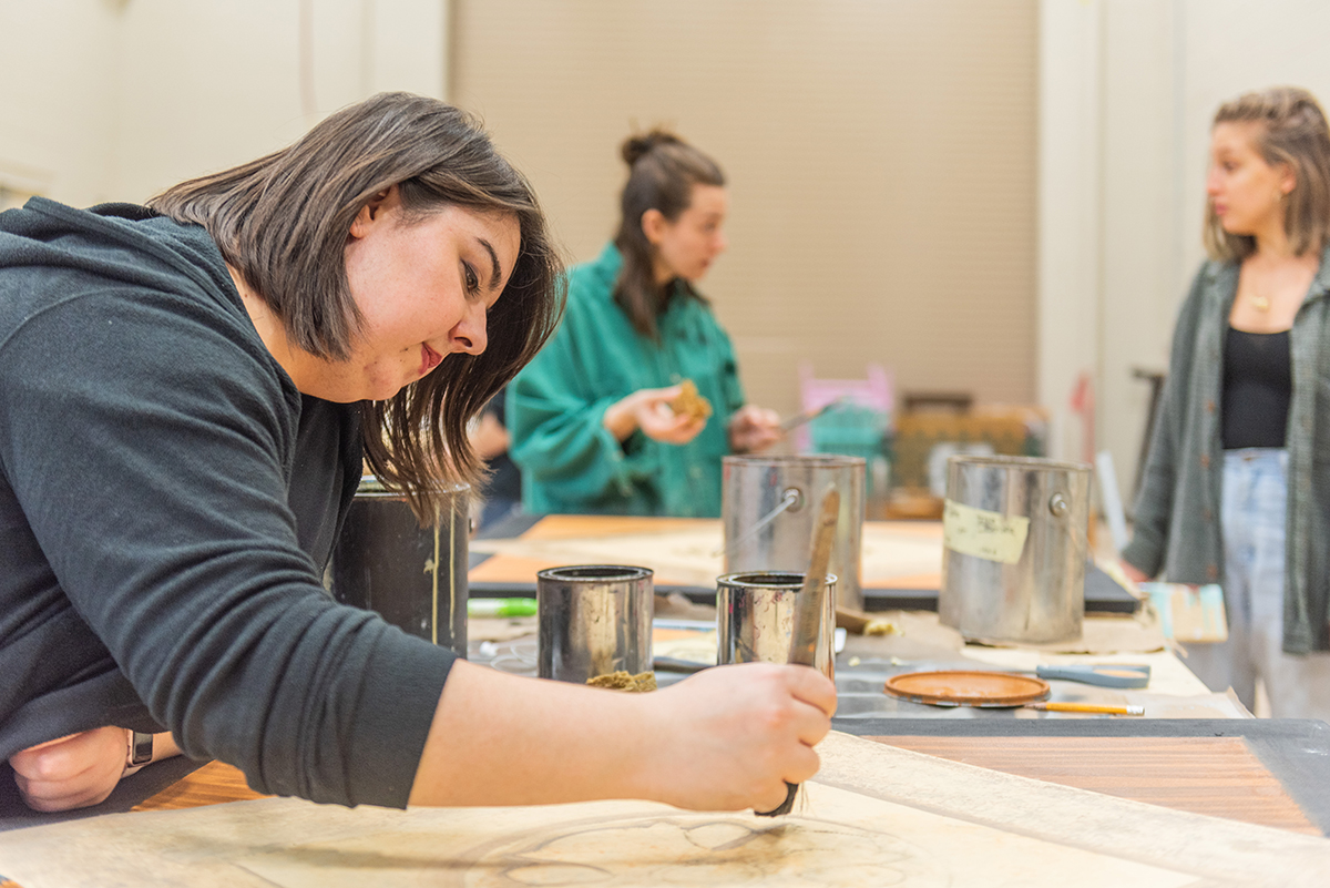 The paint deck is a large space for painting drops on the wall or floor. It is two stories, with a perch for perspective viewing. Photo | Nick Koehler 