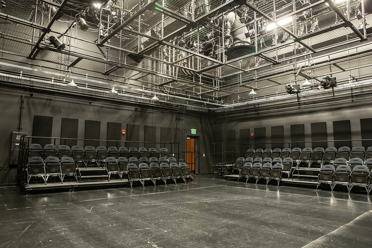 An interior photo of the Rauh Theatre in Point Park's Pittsburgh Playhouse. Photo | John Altdorfer