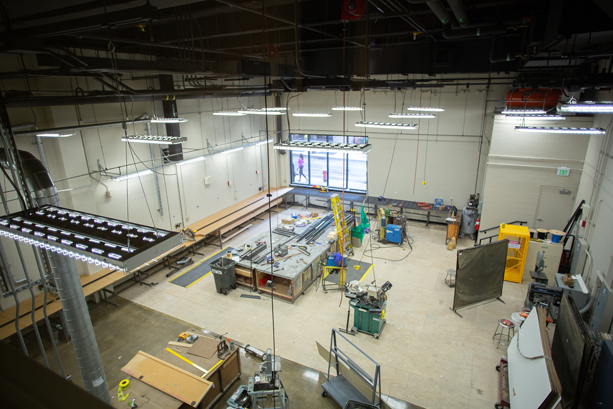 The scenic fabrication shop in the Pittsburgh Playhouse. Photo | John Altdorfer