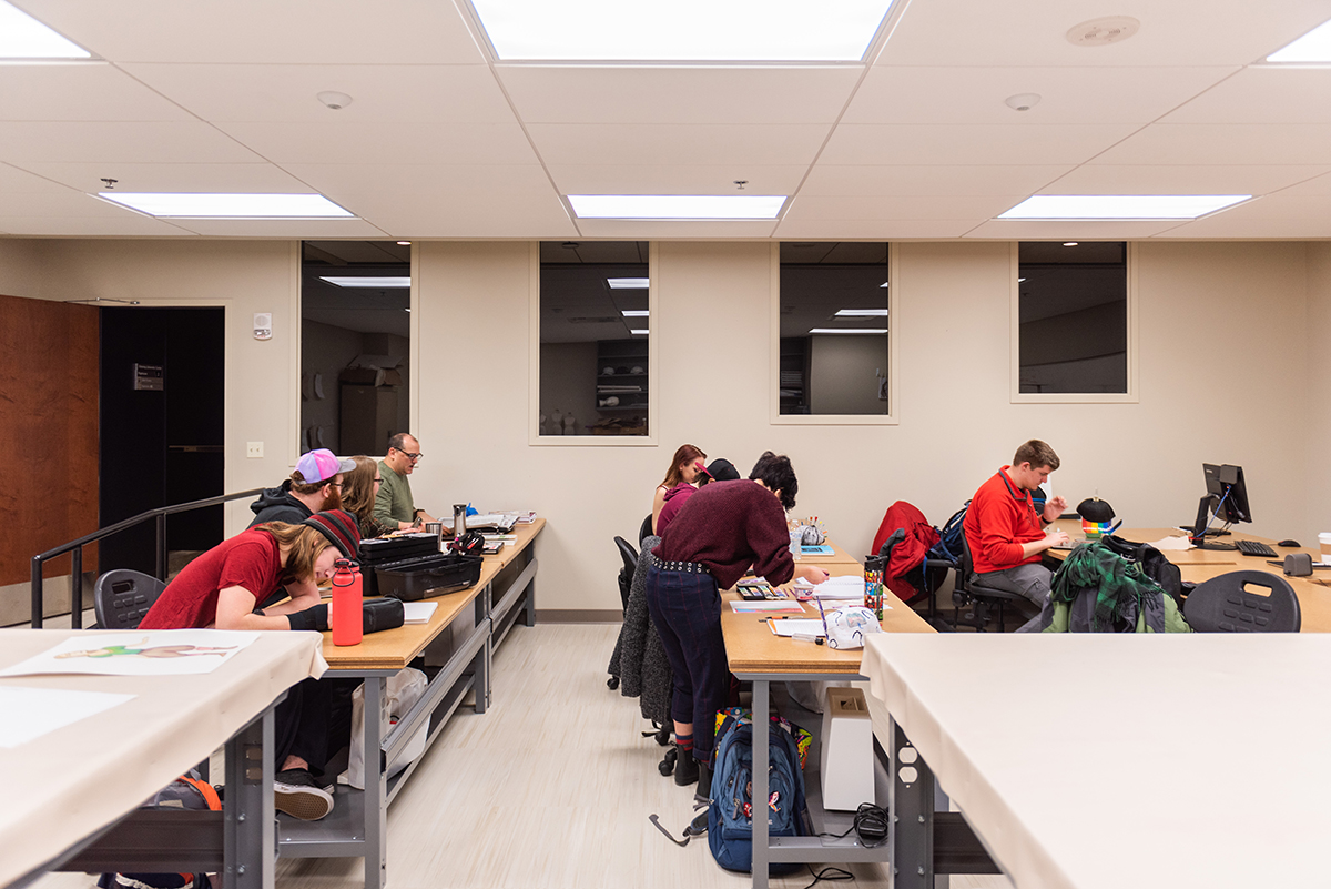 The lower level of the Playhouse houses classrooms for technical theatre majors. 