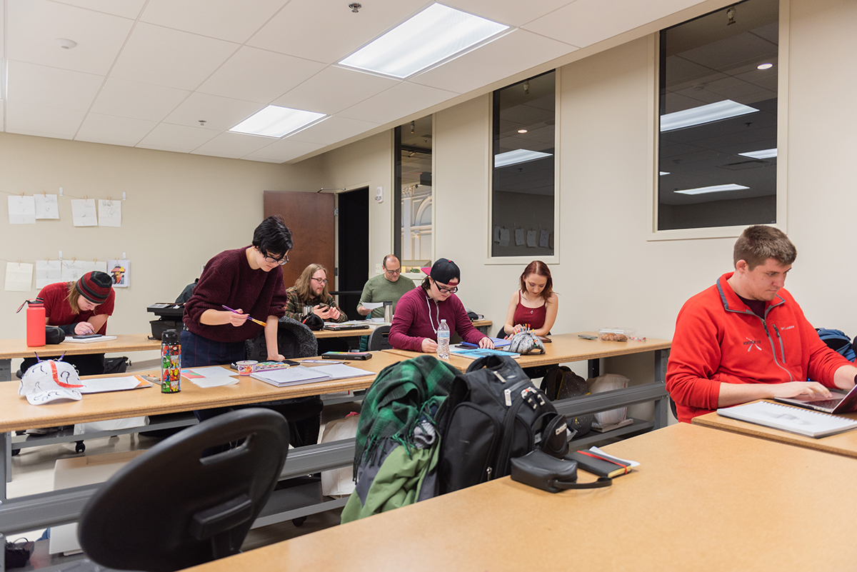 The lower level of the Playhouse houses classrooms for technical theatre majors. 