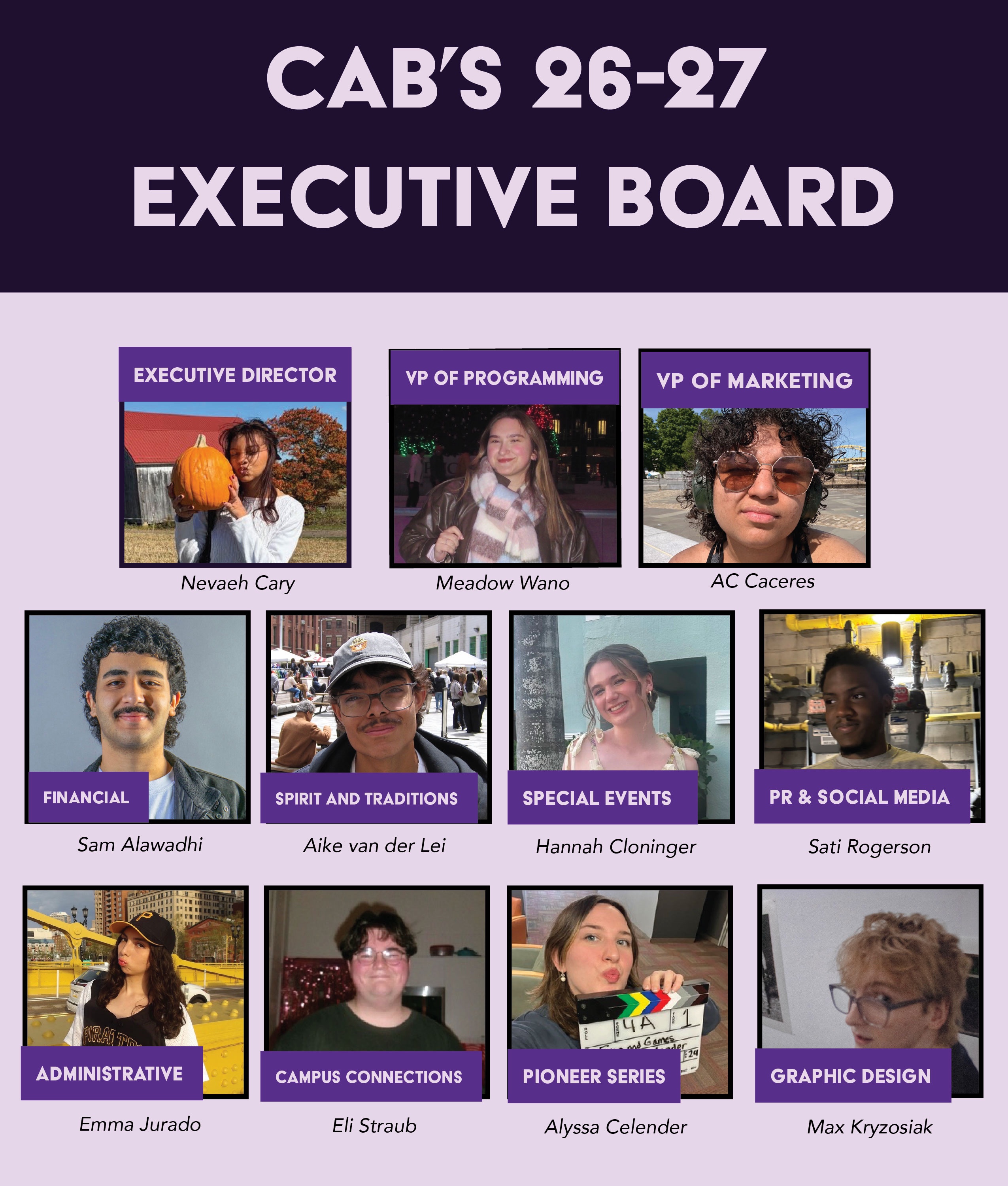 Photos of CAB leadership.