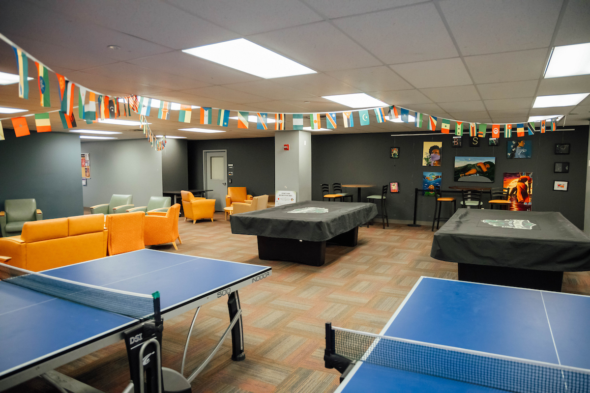 Ping pong and pools tables in the Rec Center.