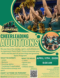 A flyer with details about the cheer auditions.