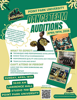Flyer with information about the dance team auditions.