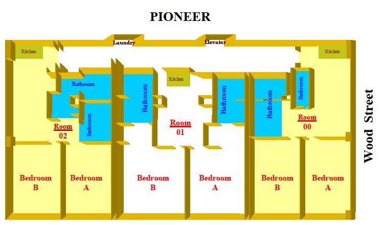 Floor plans of Pioneer Hall.