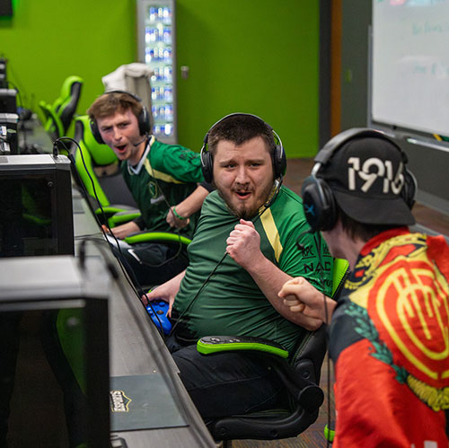 The cheer team poses.