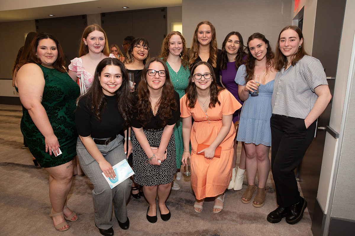 A group of students poses for a photo.