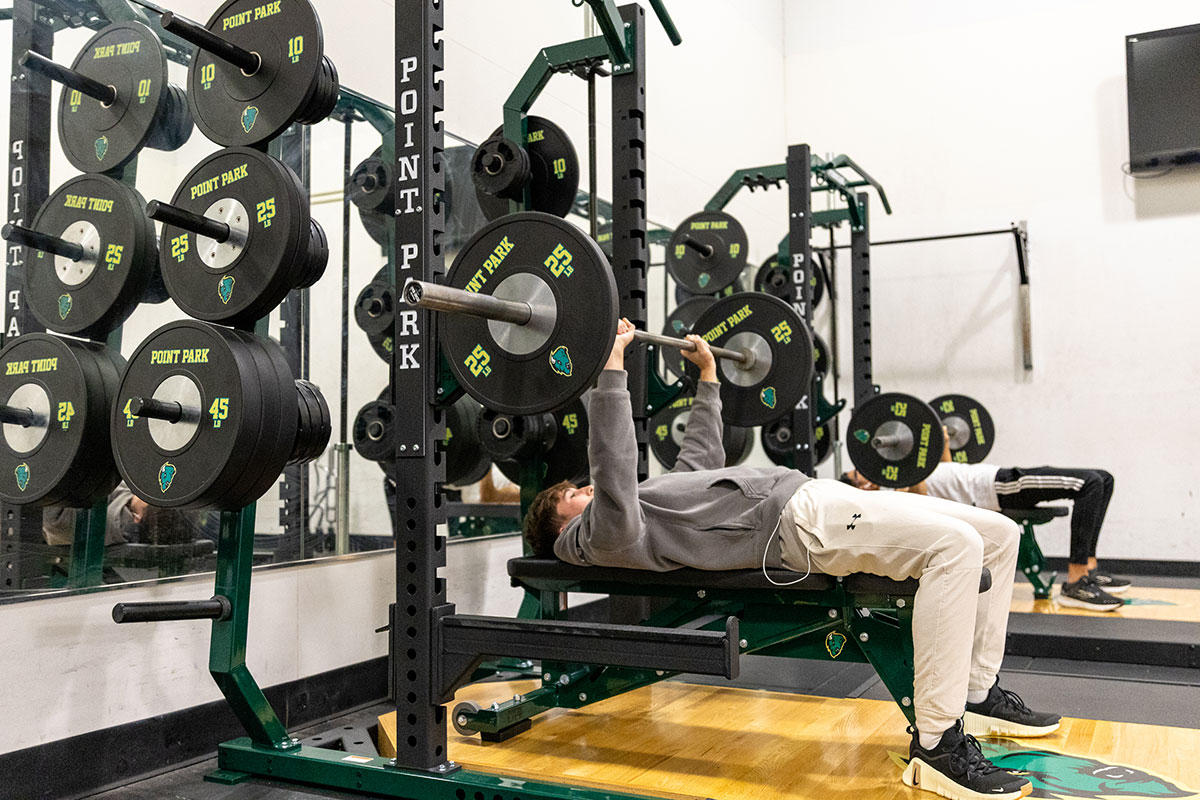 A male student works out.