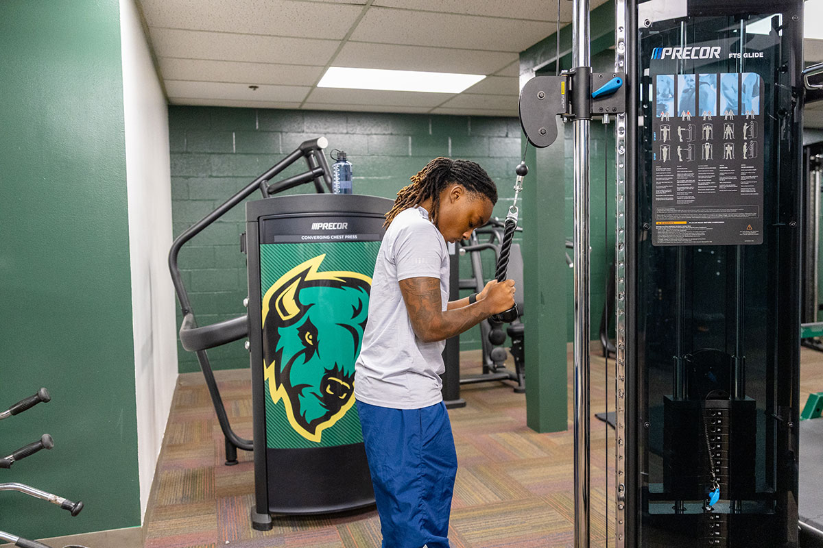 A male student works out.