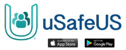 uSafeUS image with App Store and Google Play imagery